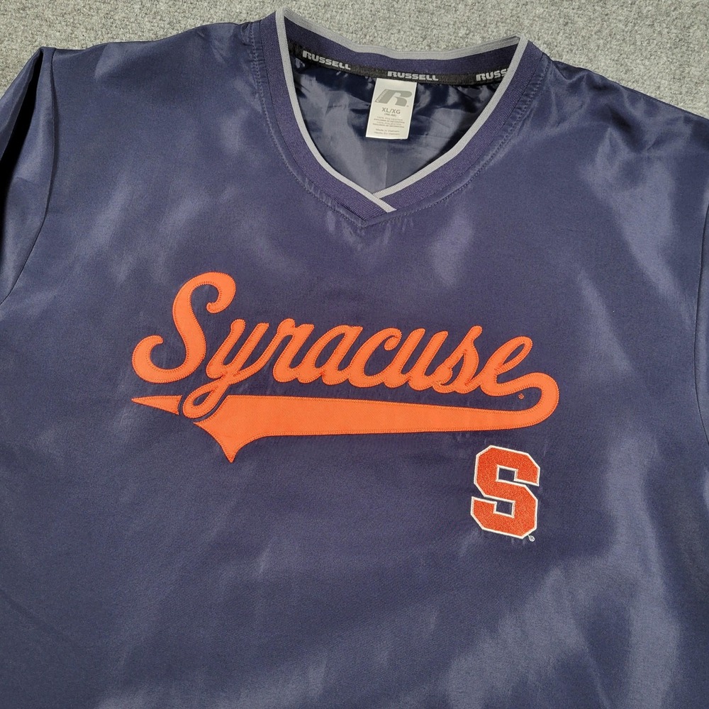 Syracuse Orange‎ University Pullover Mens XL Navy Blue NCAA Windshirt Russell